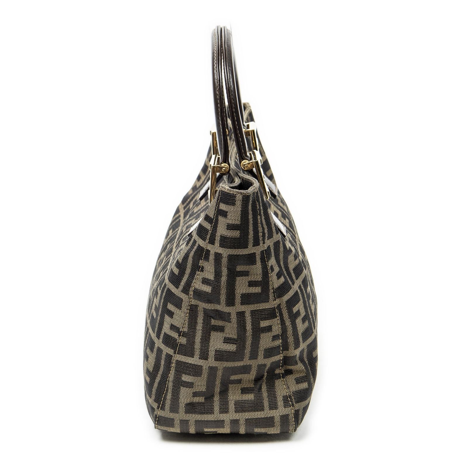 Fendi Small Pop Tote Brown Zucca Canvas — view 4
