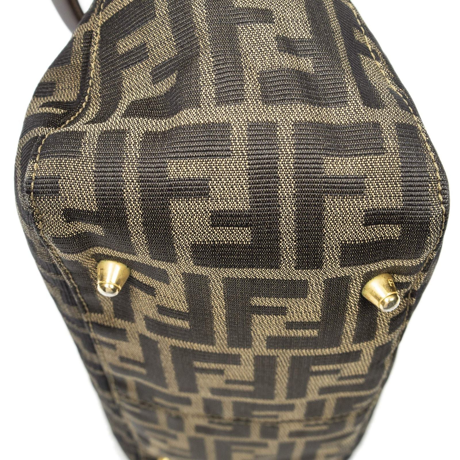 Fendi Small Pop Tote Brown Zucca Canvas — view 7