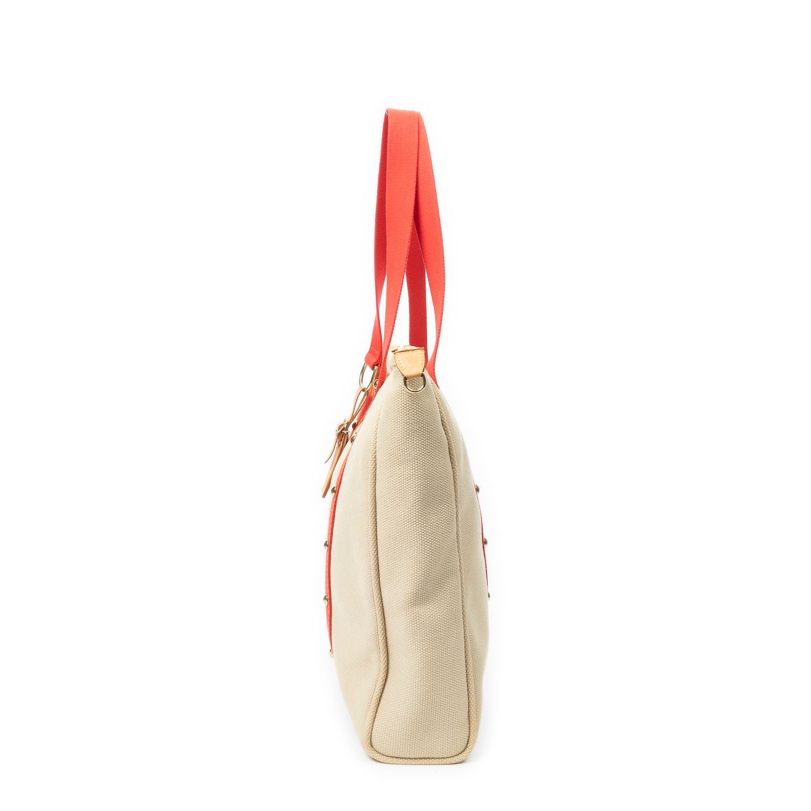 Louis Vuitton Antigua Cabas Beige Red Woven Canvas Messenger — view 3