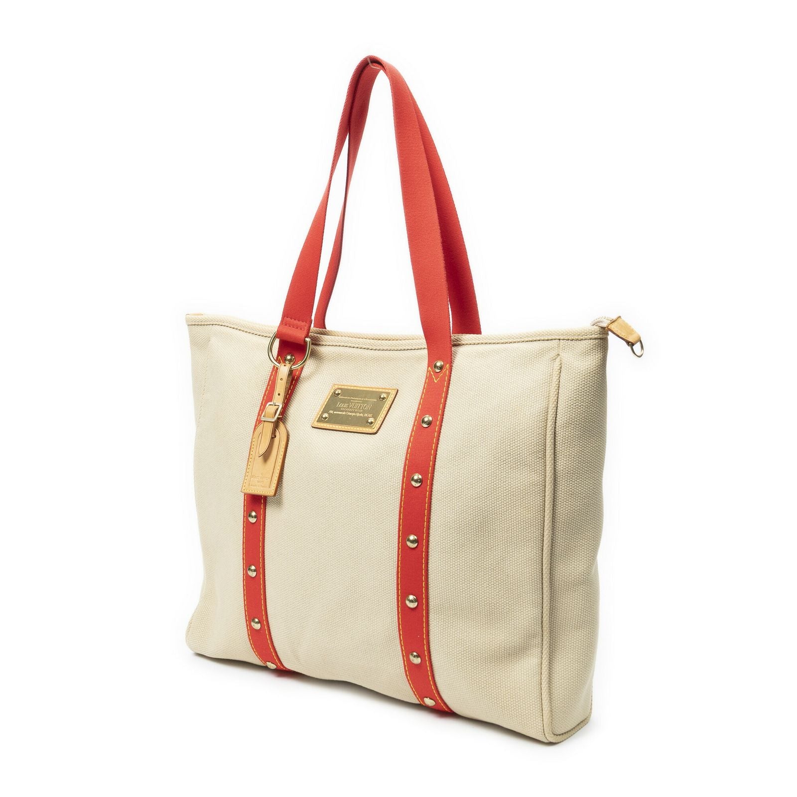 Louis Vuitton Antigua Cabas Beige Red Woven Canvas Messenger — view 2