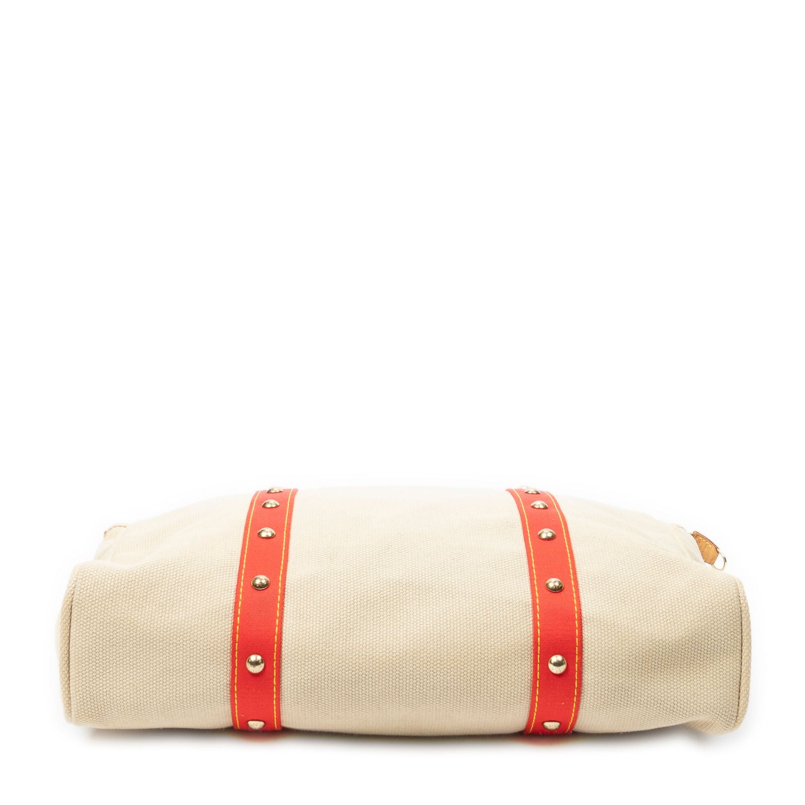 Louis Vuitton Antigua Cabas Beige Red Woven Canvas Messenger — view 6
