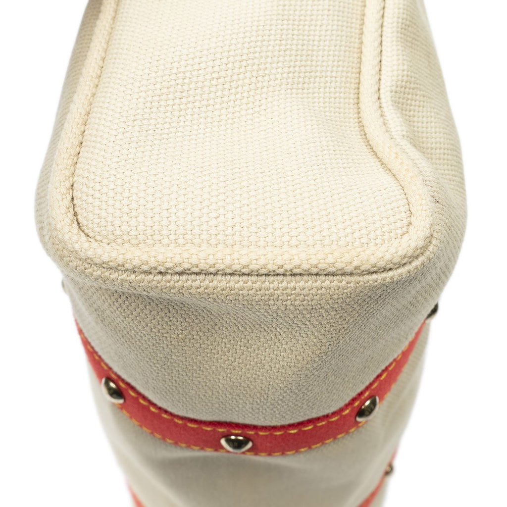 Louis Vuitton Antigua Cabas Beige Red Woven Canvas Messenger — view 7