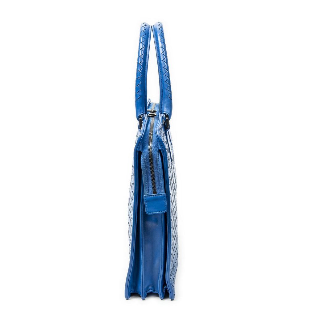 Bottega Veneta Business Bag Blue Intrecciato Leather — view 3