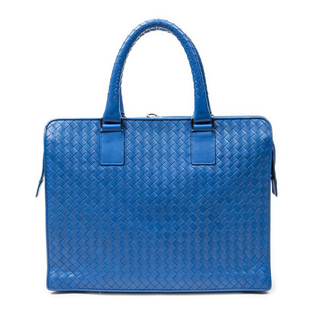 Bottega Veneta Business Bag Blue Intrecciato Leather — view 5