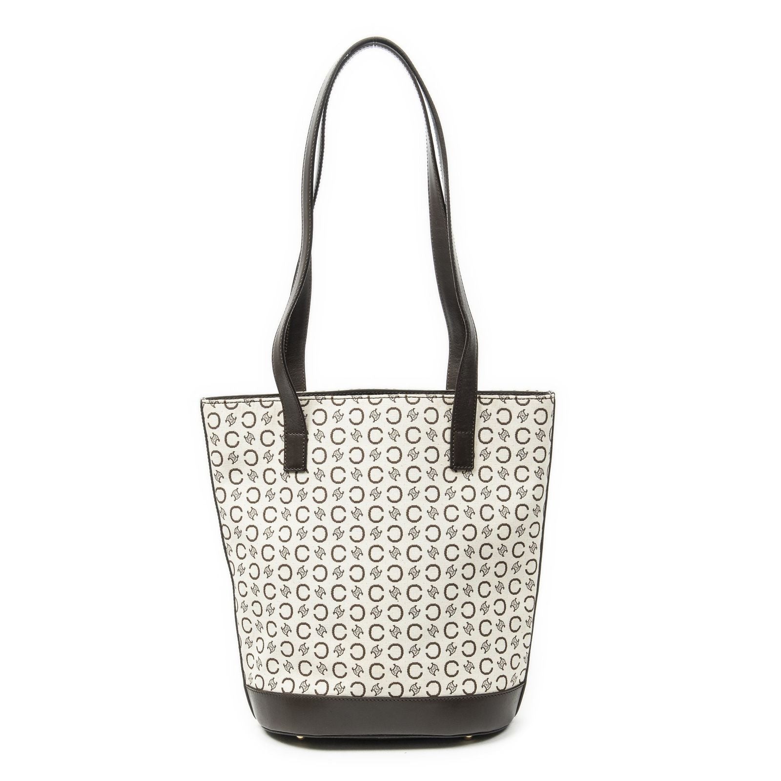 Celine Vintage Bucket Tote Beige Dark Brown C Macadam Canvas — view 5