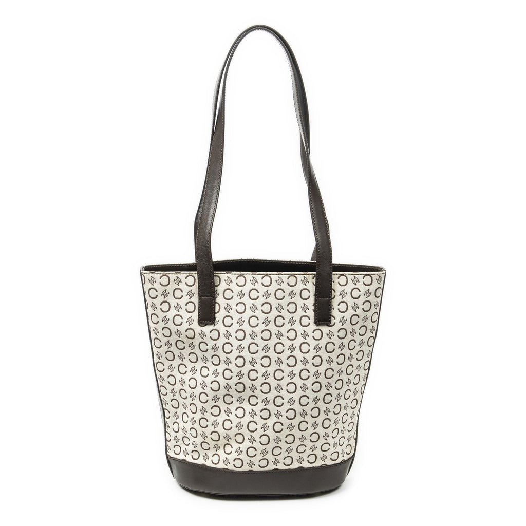 Celine Vintage Bucket Tote Beige Dark Brown C Macadam Canvas