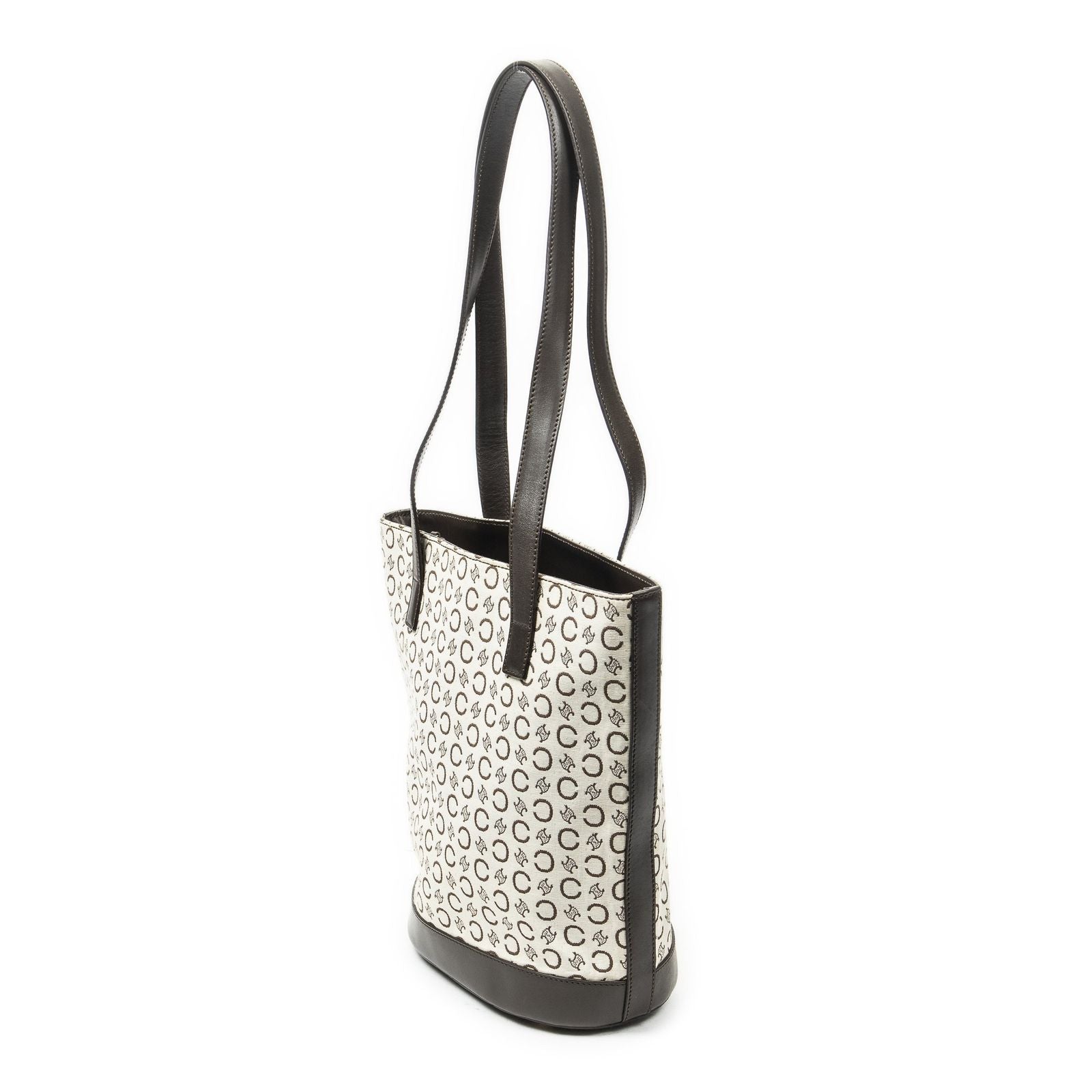 Celine Vintage Bucket Tote Beige Dark Brown C Macadam Canvas — view 2