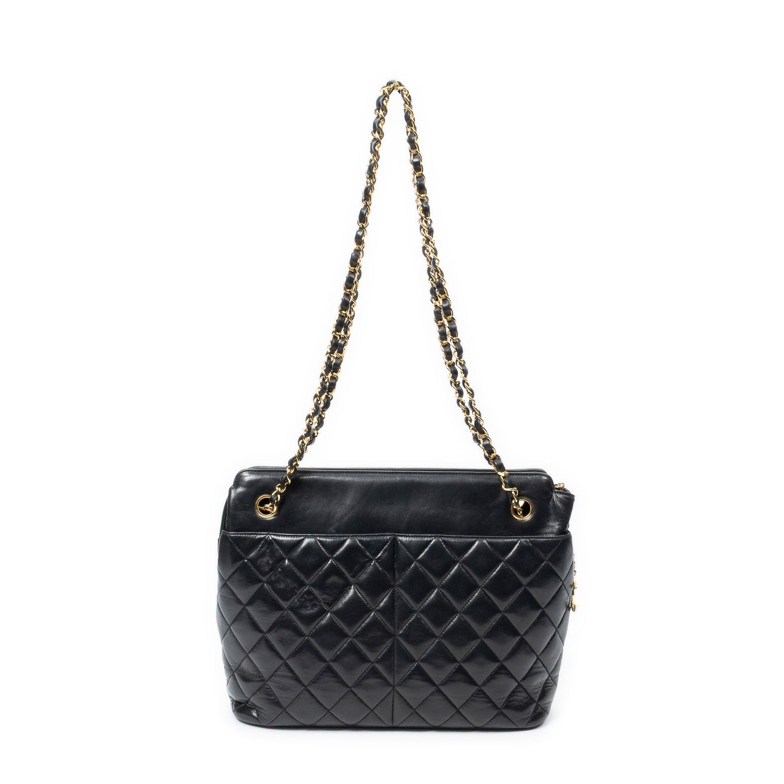 Chanel Vintage CC Chain Tote Black Quilted Lambskin Leather — view 5