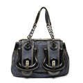 Fendi b Bag Navy Spike Calfskin Leather