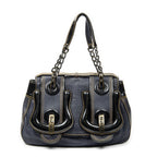 Fendi b Bag Navy Spike Calfskin Leather