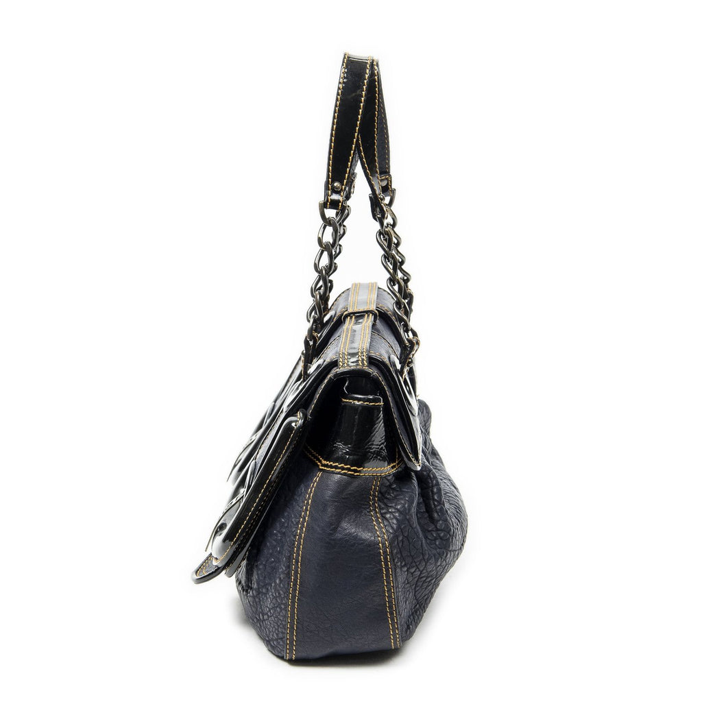 Fendi b Bag Navy Spike Calfskin Leather — view 3