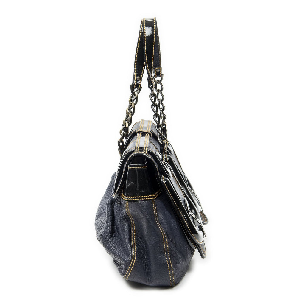 Fendi b Bag Navy Spike Calfskin Leather — view 4