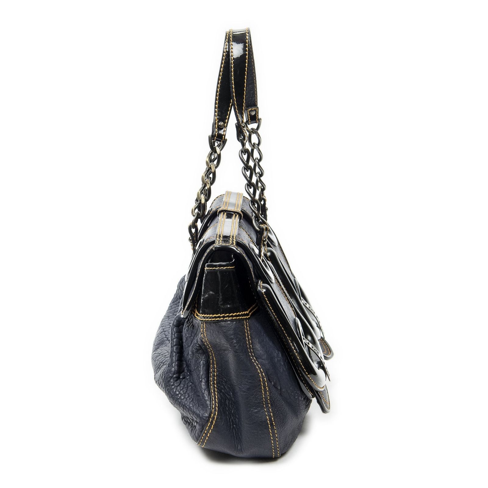 Fendi b Bag Navy Spike Calfskin Leather — view 4