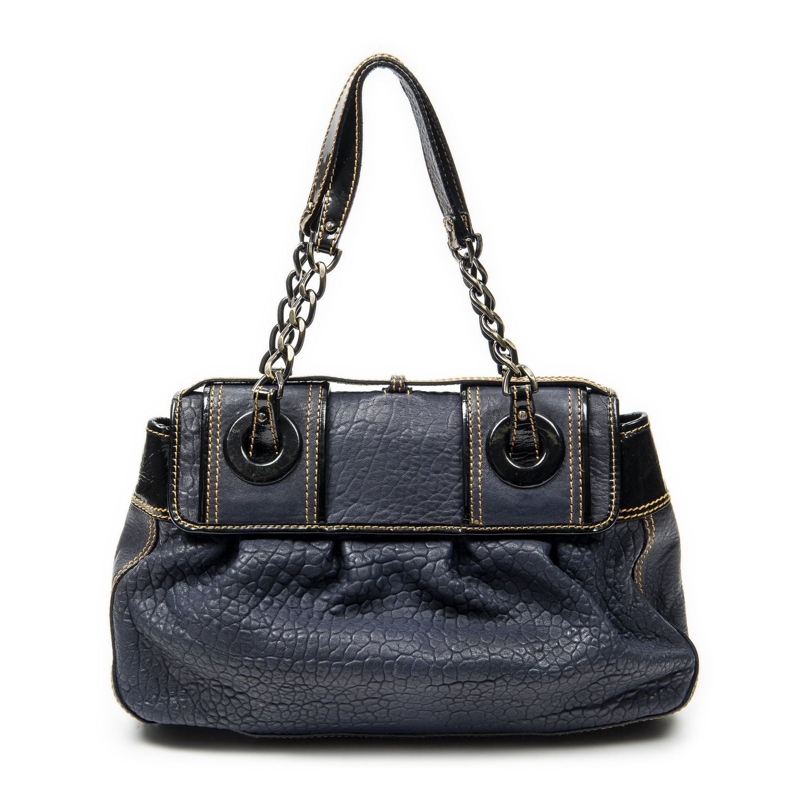 Fendi b Bag Navy Spike Calfskin Leather — view 5