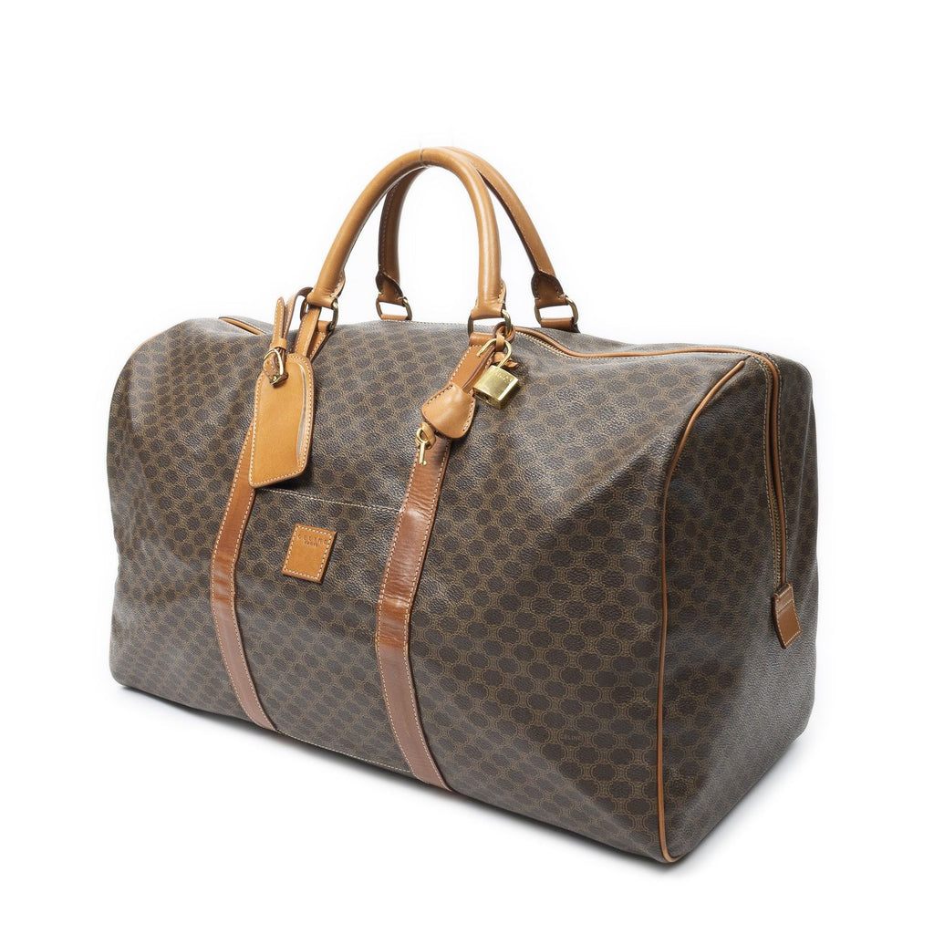 Celine Vintage Large Travel Boston Brown Macadam Canvas Shoulder — view 2
