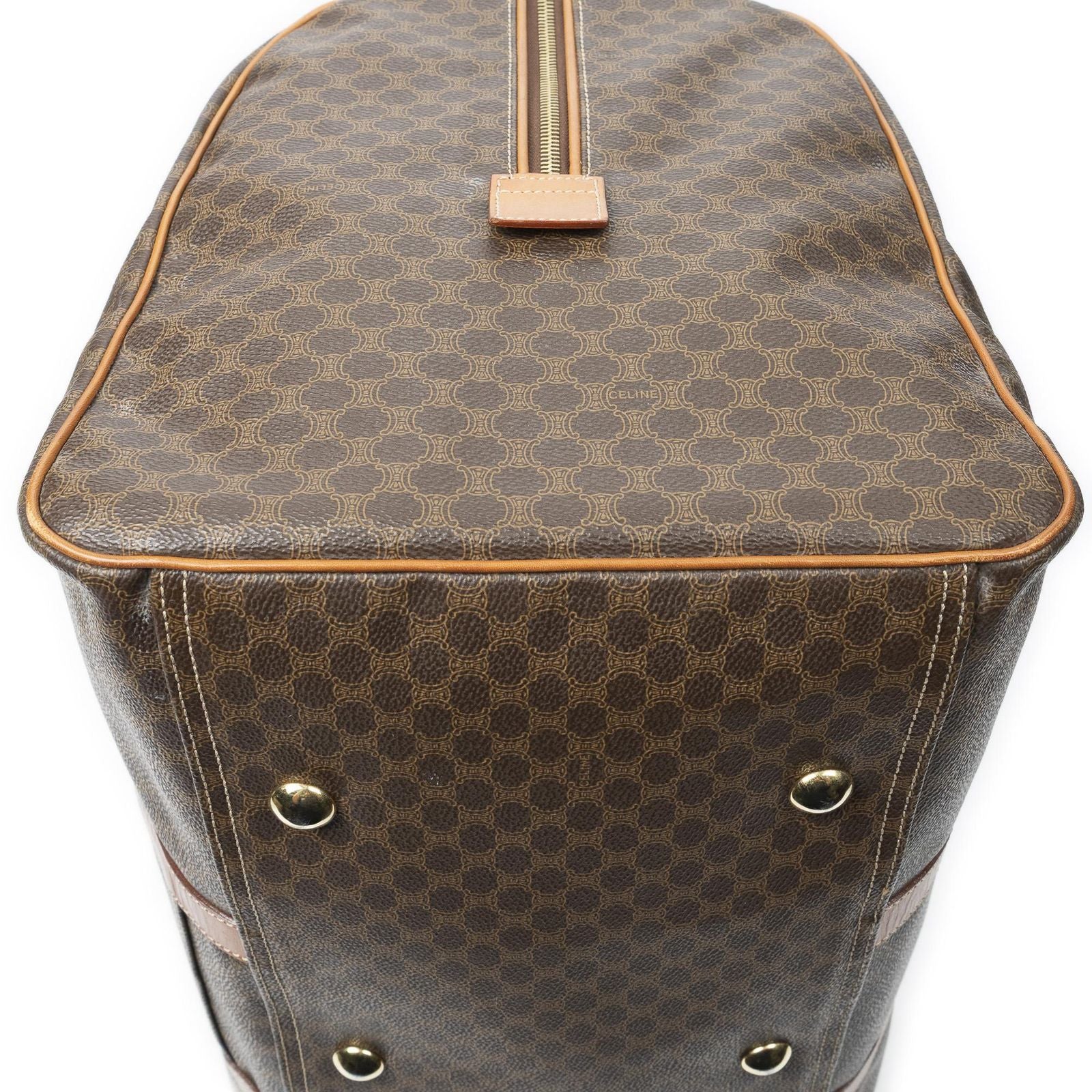 Celine Vintage Large Travel Boston Brown Macadam Canvas Shoulder — view 7