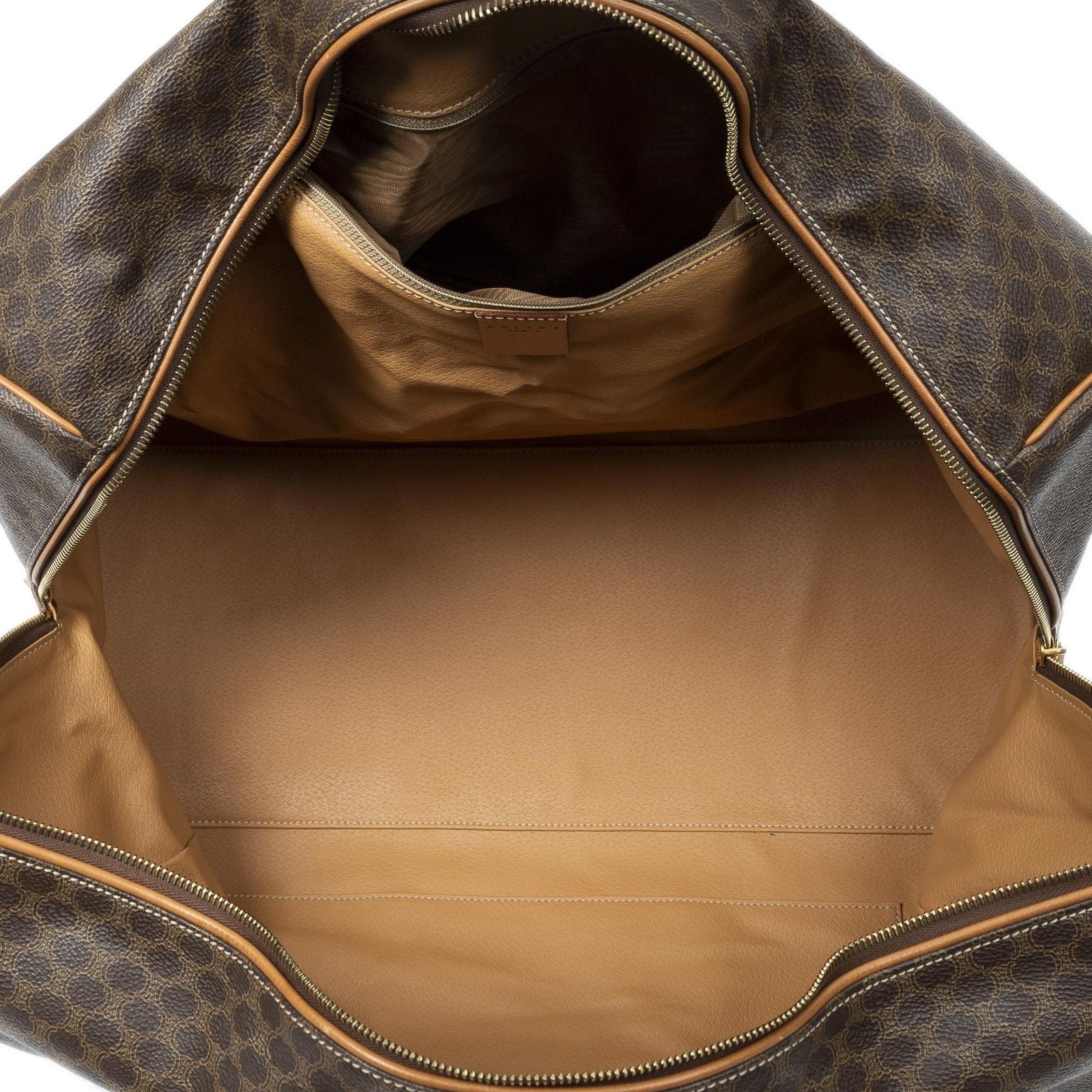 Celine Vintage Large Travel Boston Brown Macadam Canvas Shoulder — view 9