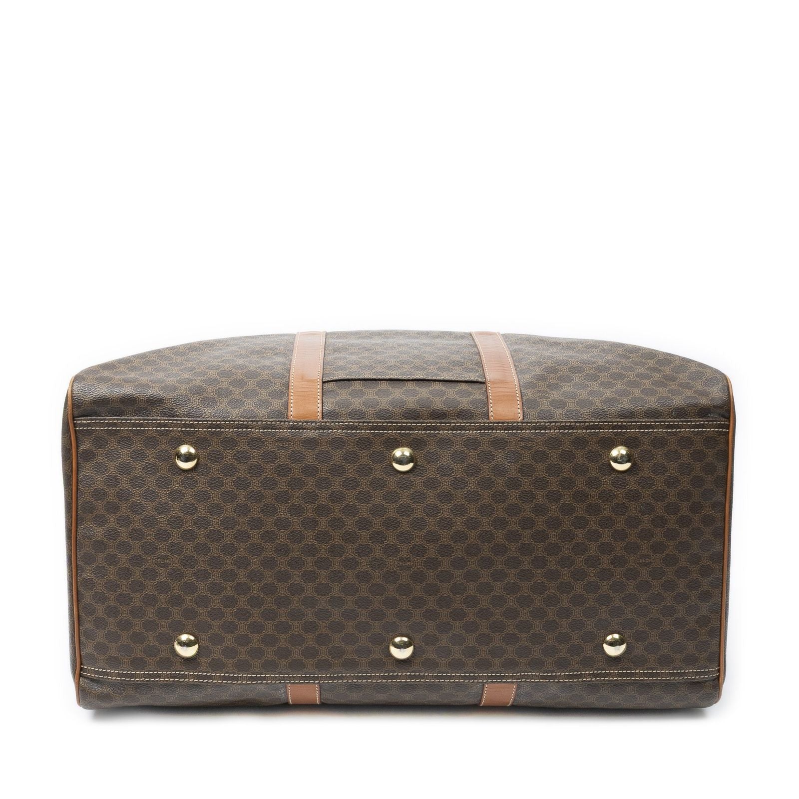 Celine Vintage Large Travel Boston Brown Macadam Canvas Shoulder — view 6