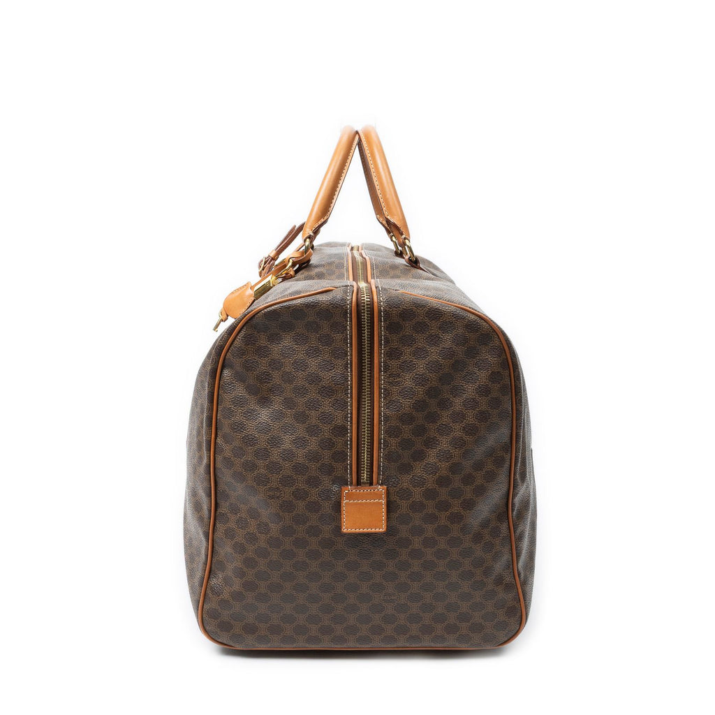 Celine Vintage Large Travel Boston Brown Macadam Canvas Shoulder — view 3