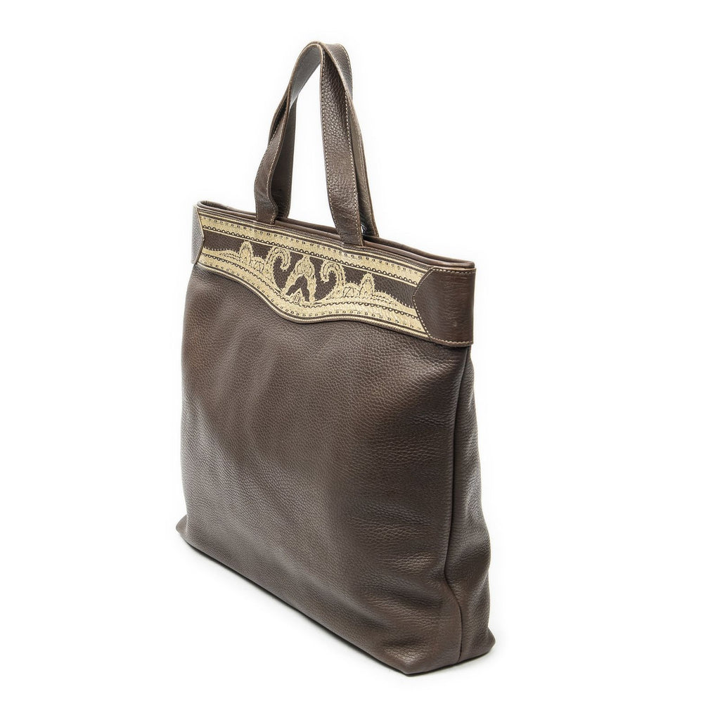 Fendi Vintage Large Tote Brown Grain Calf Skin Leather — view 2