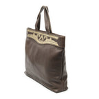 Fendi Vintage Large Tote Brown Grain Calf Skin Leather — view 2