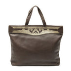 Fendi Vintage Large Tote Brown Grain Calf Skin Leather