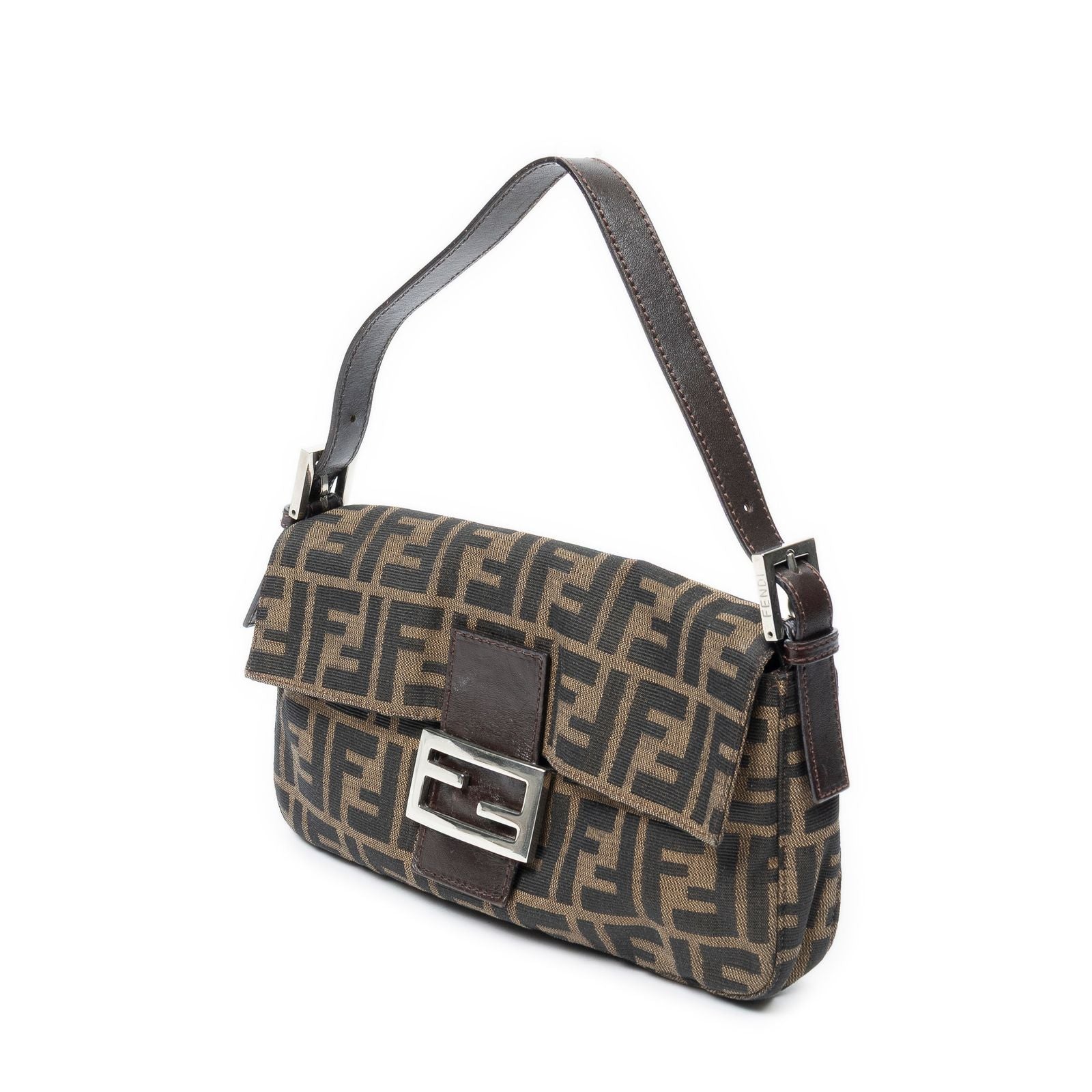 Fendi Baguette Tan Dark Brown Zucca Canvas Messenger — view 2