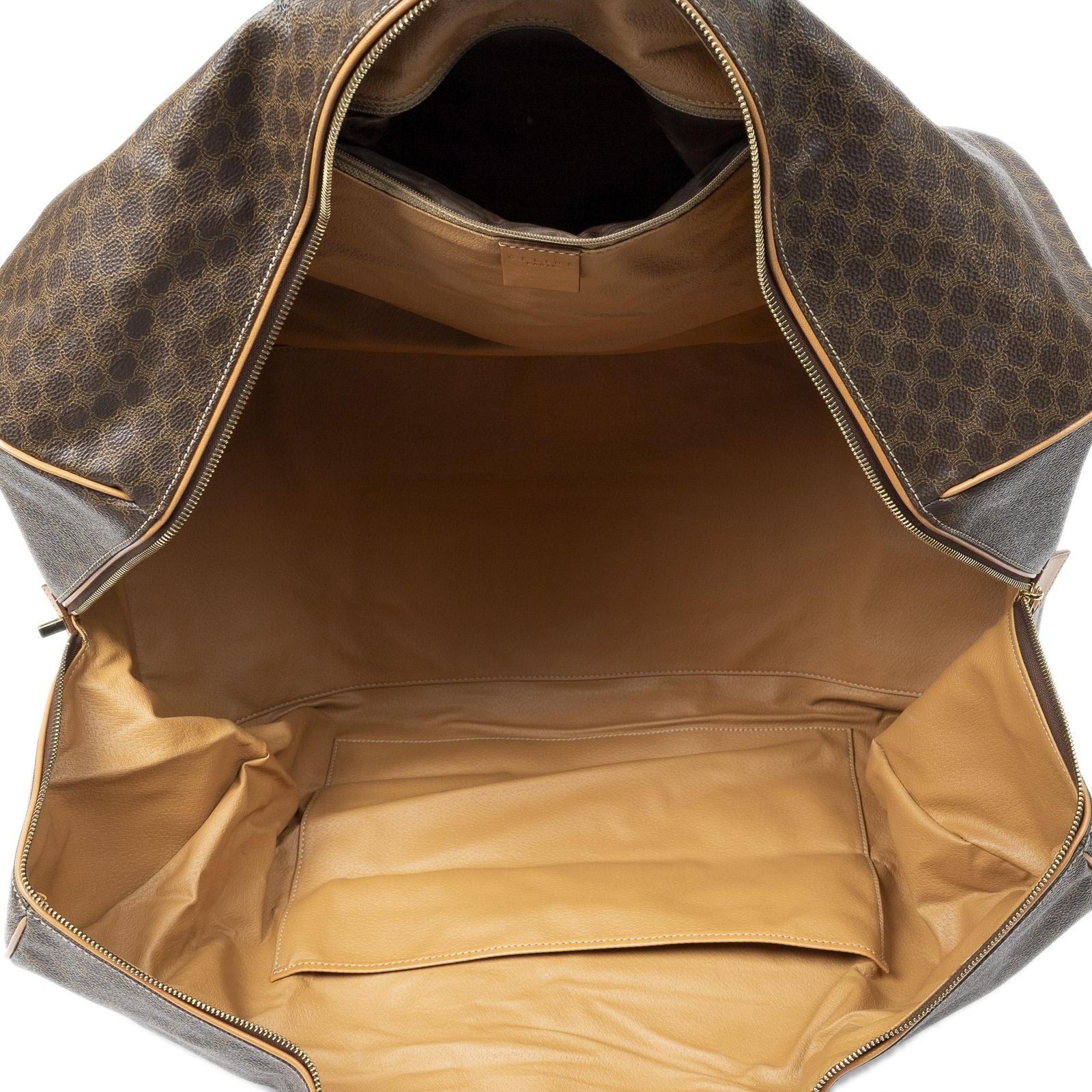 Celine Vintage Large Travel Boston Brown Macadam Canvas Shoulder — view 9