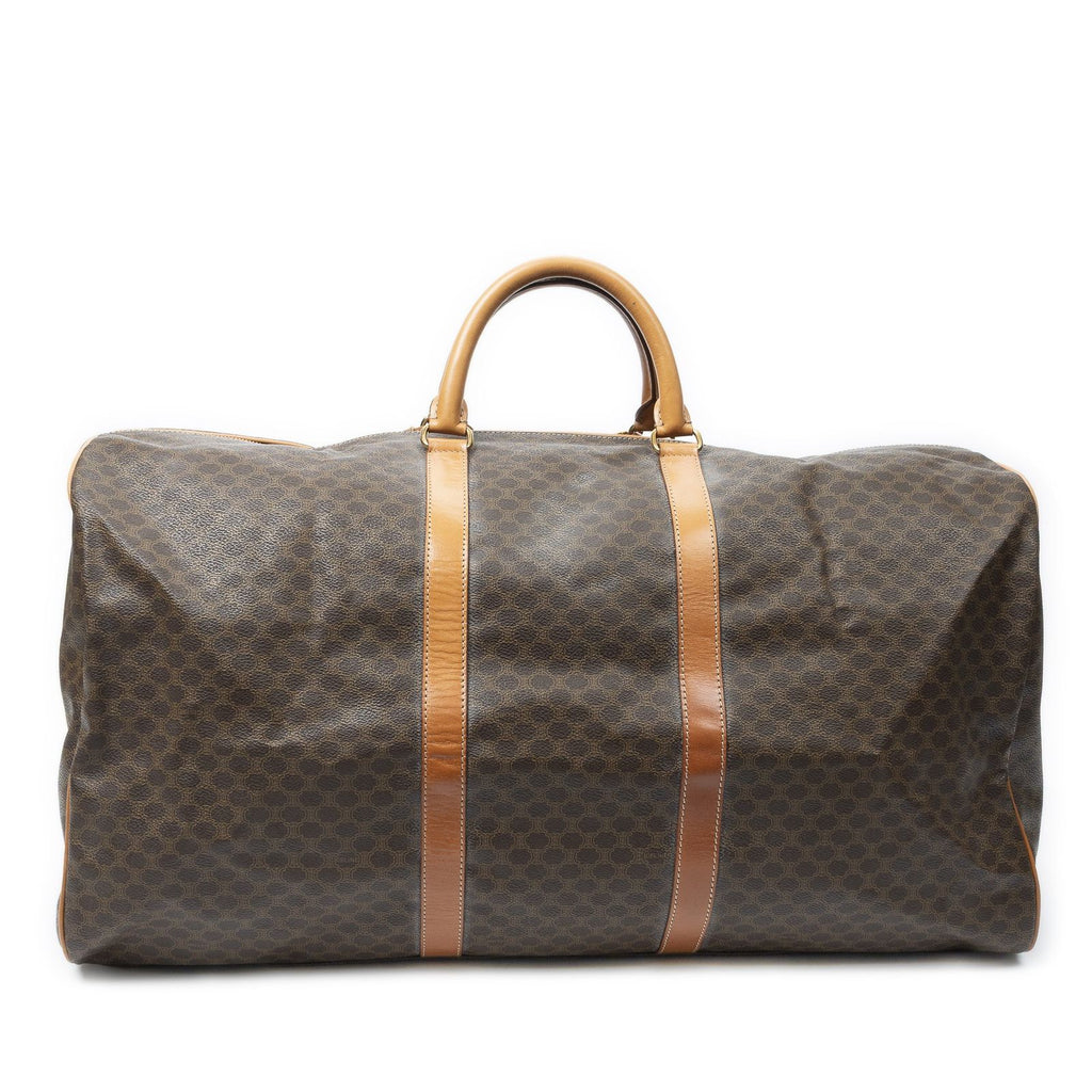 Celine Vintage Large Travel Boston Brown Macadam Canvas Shoulder — view 5