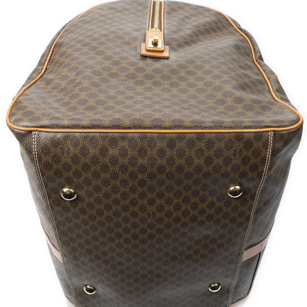 Celine Vintage Large Travel Boston Brown Macadam Canvas Shoulder — view 8