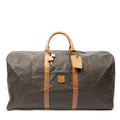 Celine Vintage Large Travel Boston Brown Macadam Canvas Shoulder