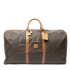 Celine Vintage Large Travel Boston Brown Macadam Canvas Shoulder