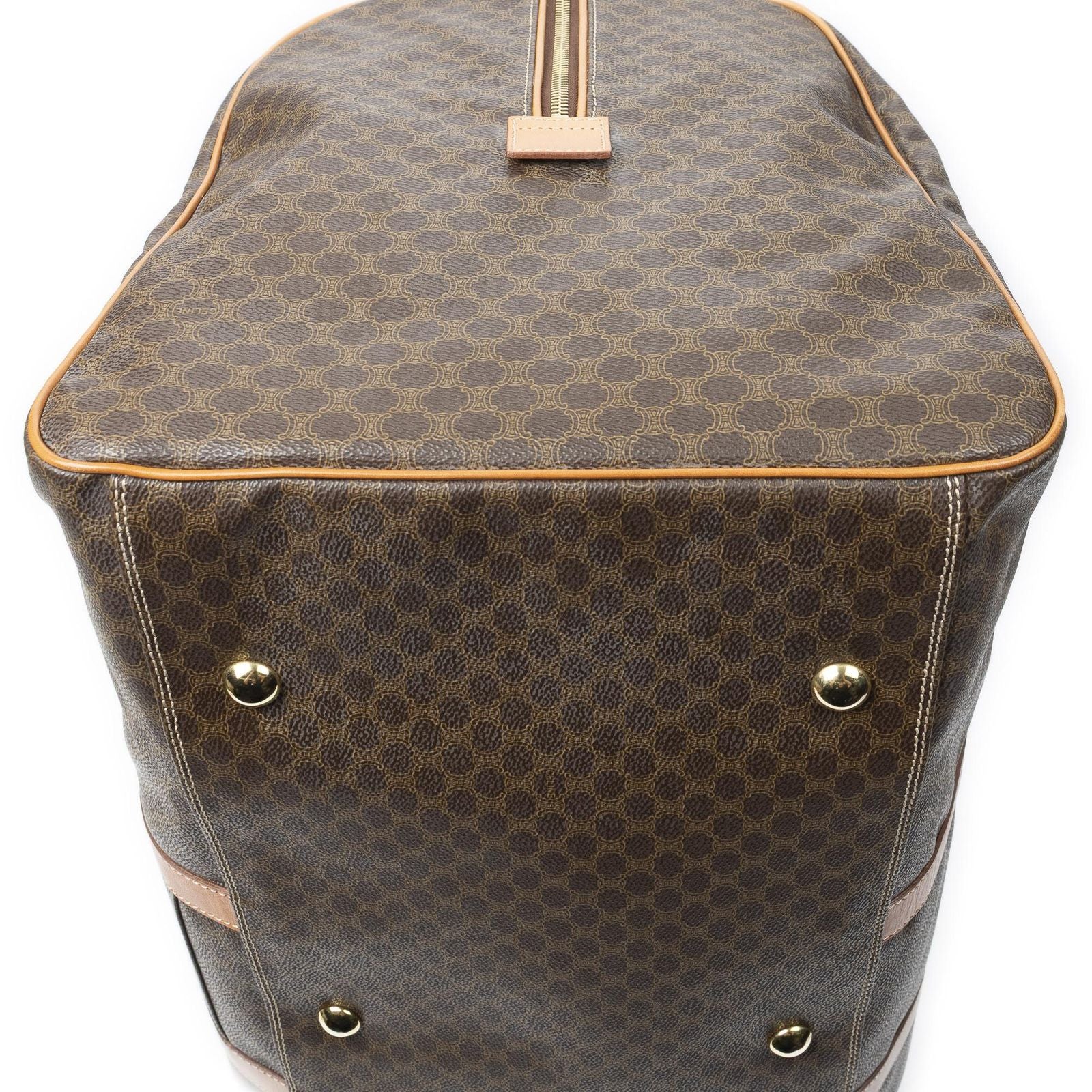 Celine Vintage Large Travel Boston Brown Macadam Canvas Shoulder — view 7