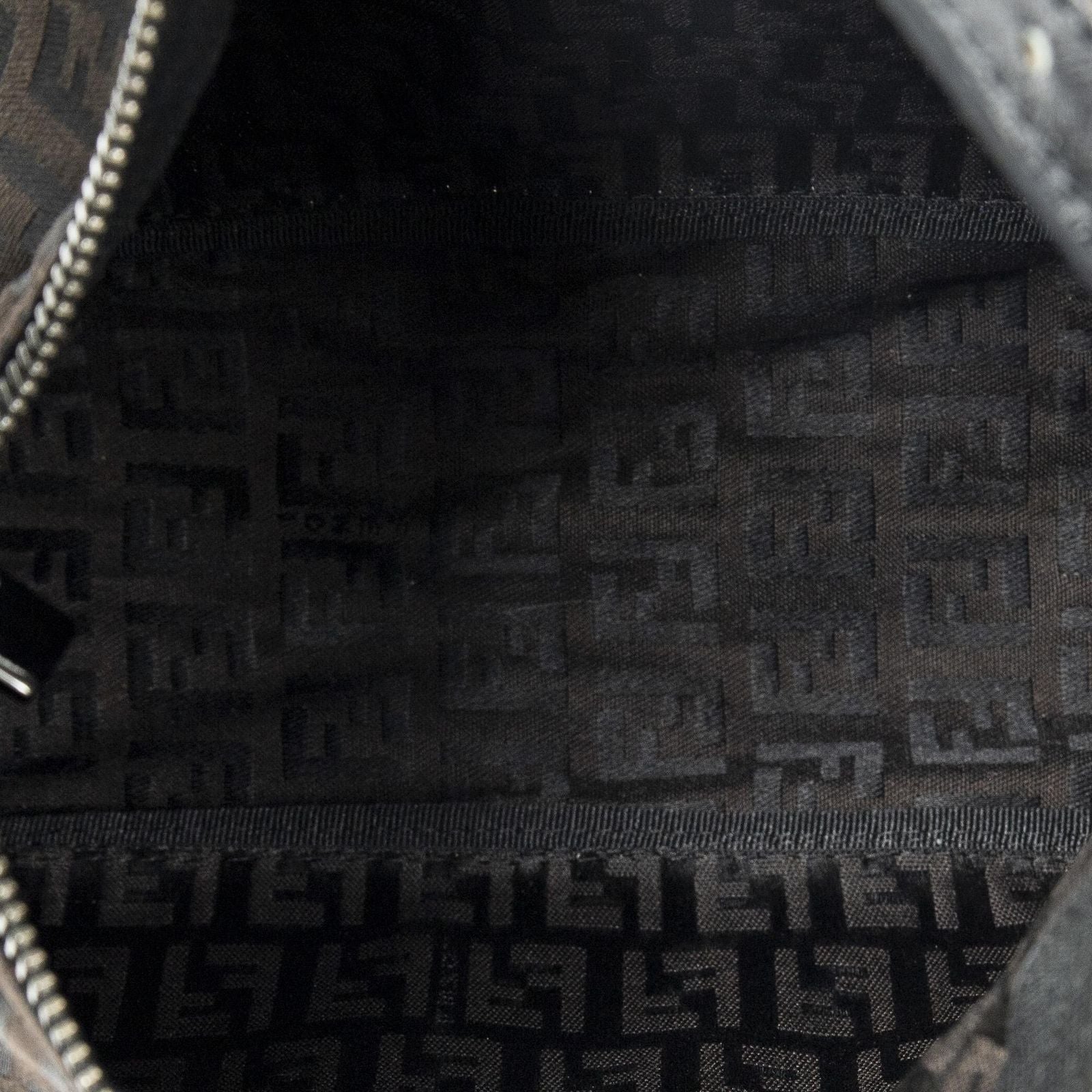 Fendi Mini Pochette Dark Brown Black Zucchino Canvas Pouch — view 9