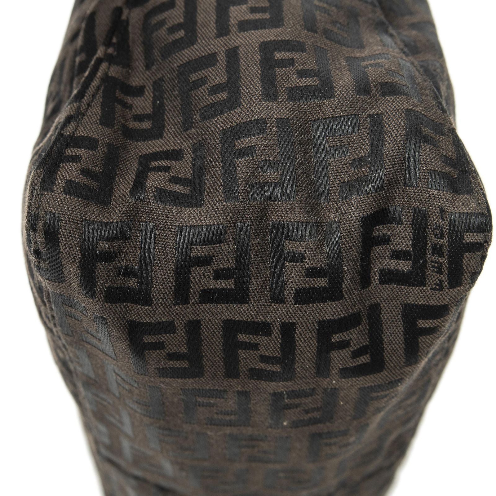 Fendi Mini Pochette Dark Brown Black Zucchino Canvas Pouch — view 8
