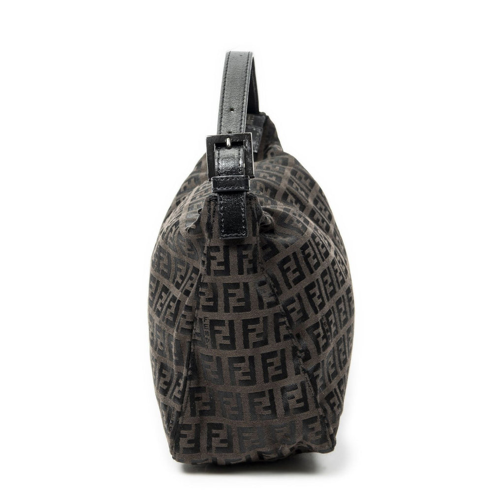 Fendi Mini Pochette Dark Brown Black Zucchino Canvas Pouch — view 4