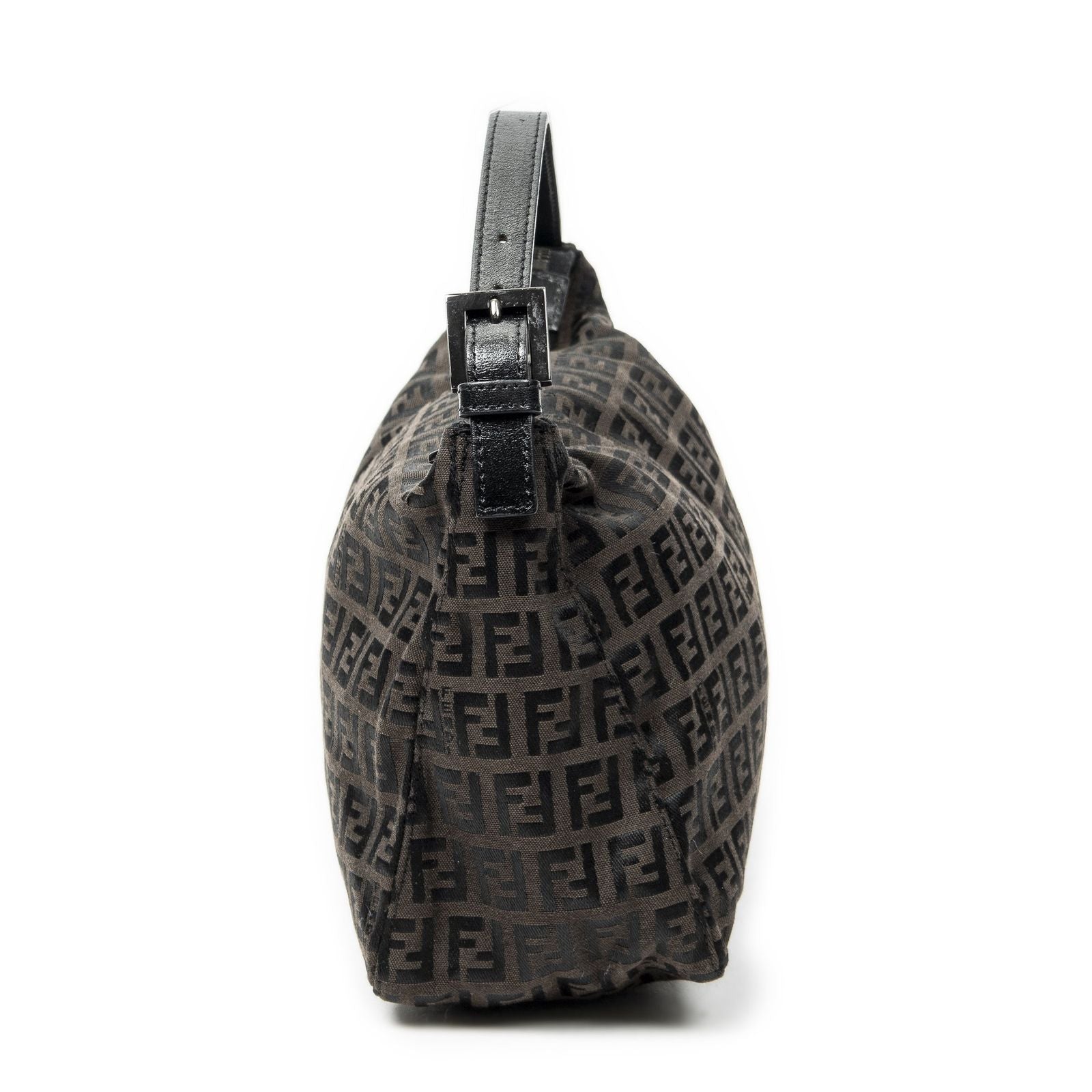 Fendi Mini Pochette Dark Brown Black Zucchino Canvas Pouch — view 4