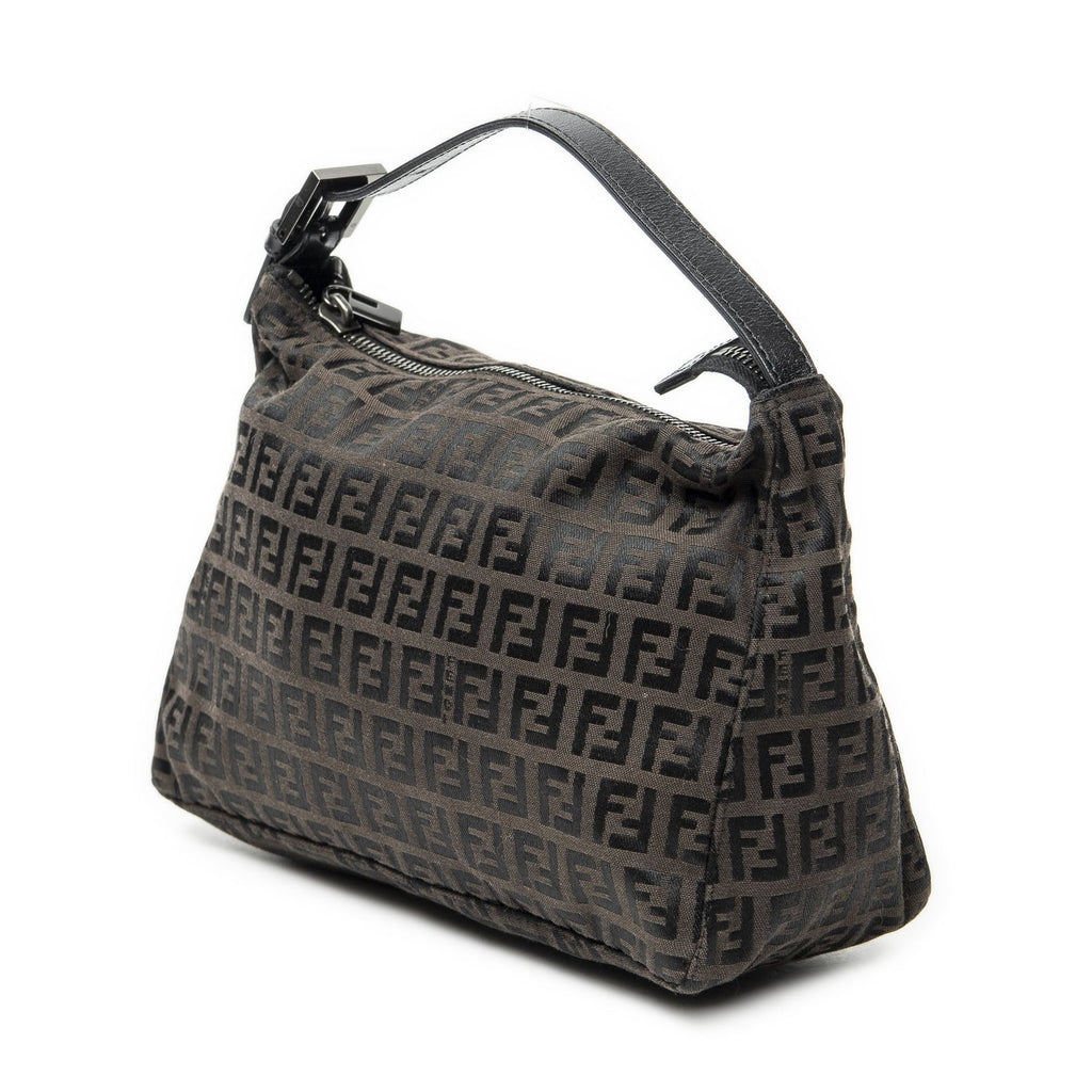 Fendi Mini Pochette Dark Brown Black Zucchino Canvas Pouch — view 2
