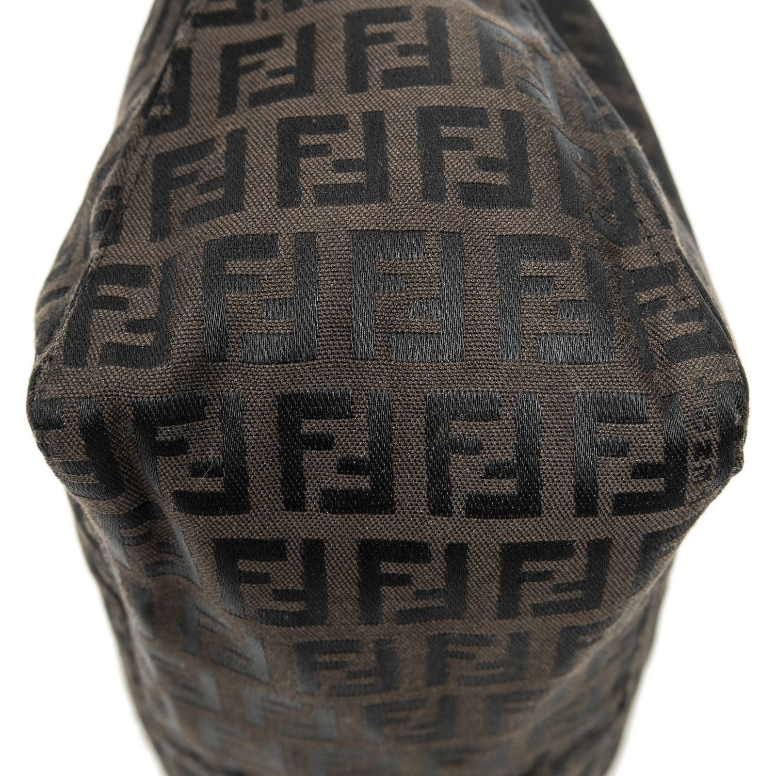 Fendi Mini Pochette Dark Brown Black Zucchino Canvas Pouch — view 7