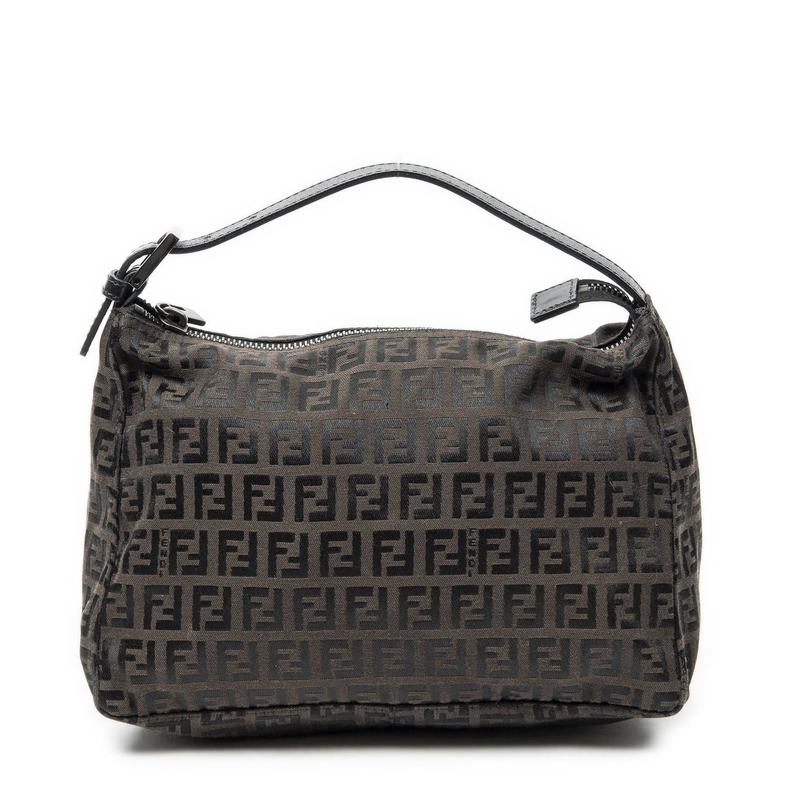 Fendi Mini Pochette Dark Brown Black Zucchino Canvas Pouch