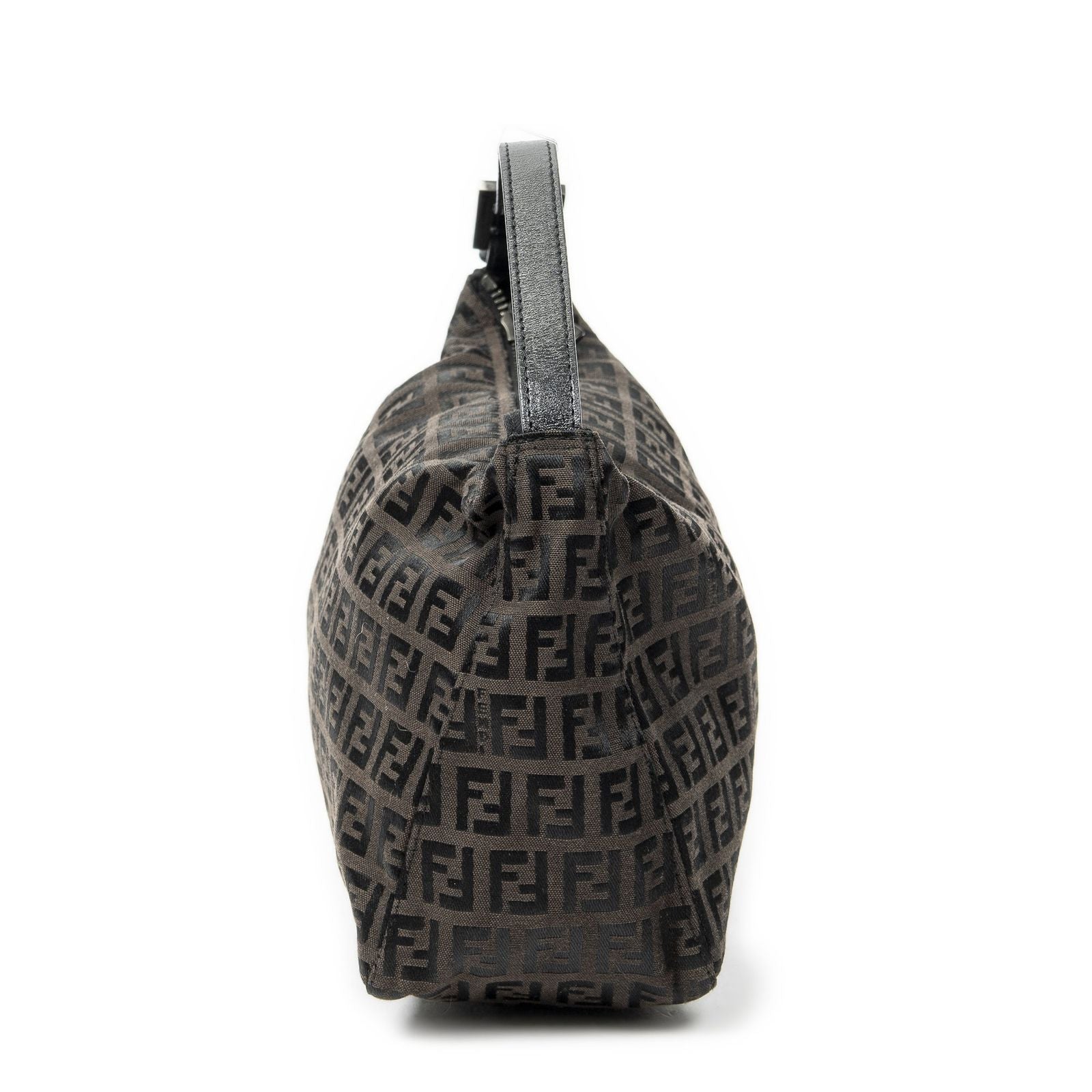 Fendi Mini Pochette Dark Brown Black Zucchino Canvas Pouch — view 3