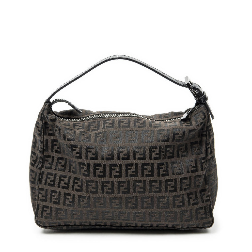 Fendi Mini Pochette Dark Brown Black Zucchino Canvas Pouch — view 5