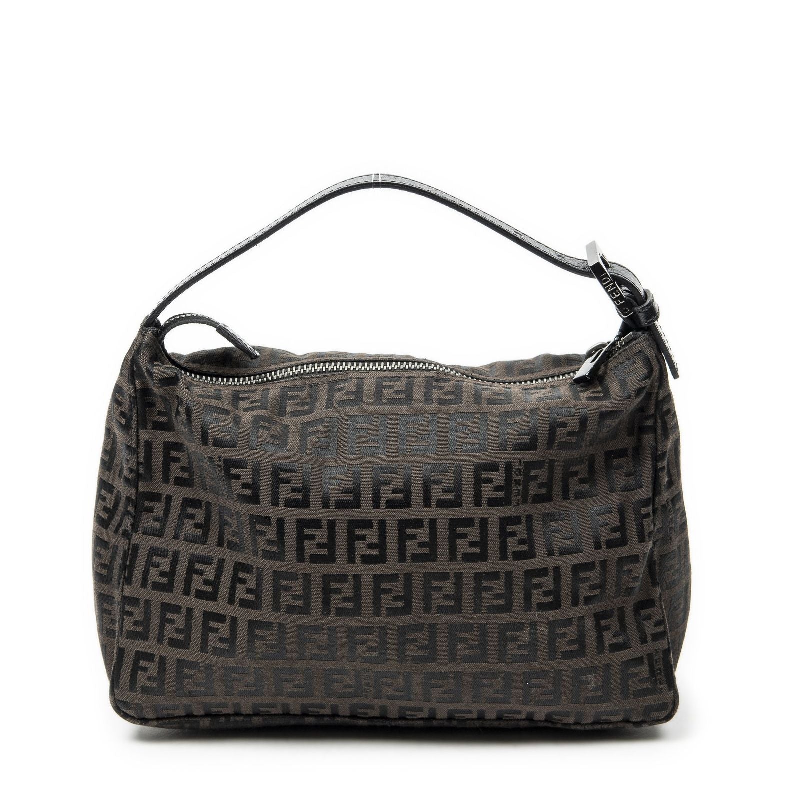 Fendi Mini Pochette Dark Brown Black Zucchino Canvas Pouch — view 5