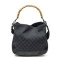 Gucci Pop Bamboo Top Handle Black GG Canvas