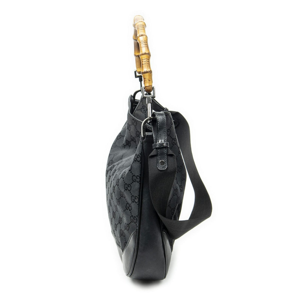 Gucci Pop Bamboo Top Handle Black GG Canvas — view 3