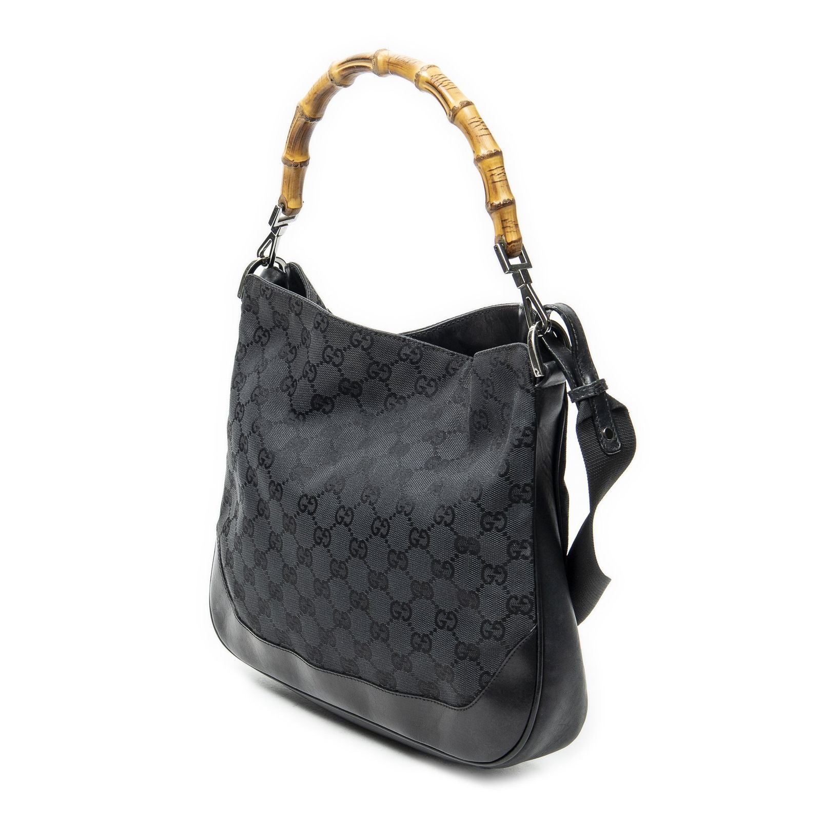 Gucci Pop Bamboo Top Handle Black GG Canvas — view 2