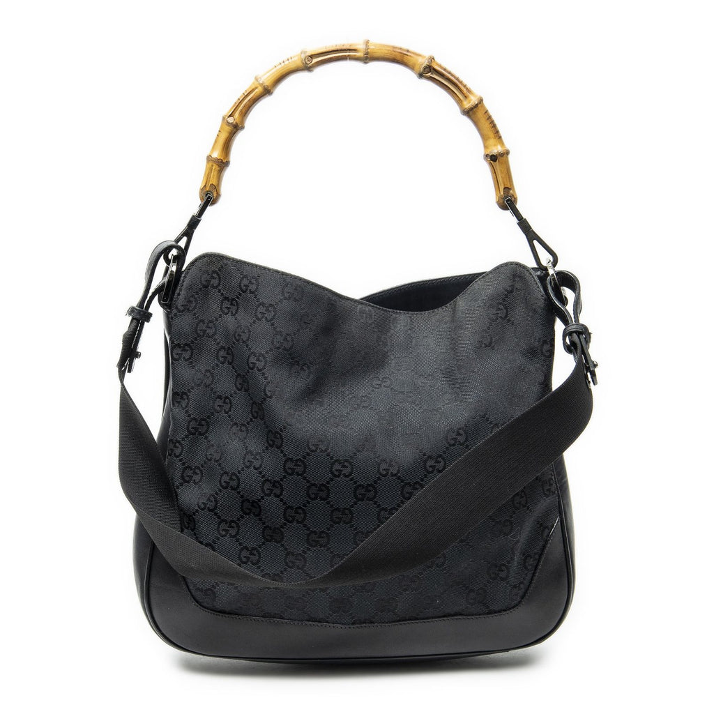 Gucci Pop Bamboo Top Handle Black GG Canvas — view 5
