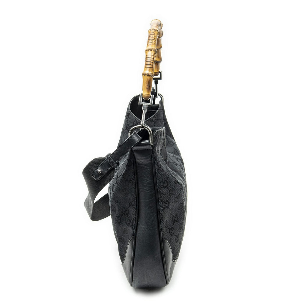 Gucci Pop Bamboo Top Handle Black GG Canvas — view 4