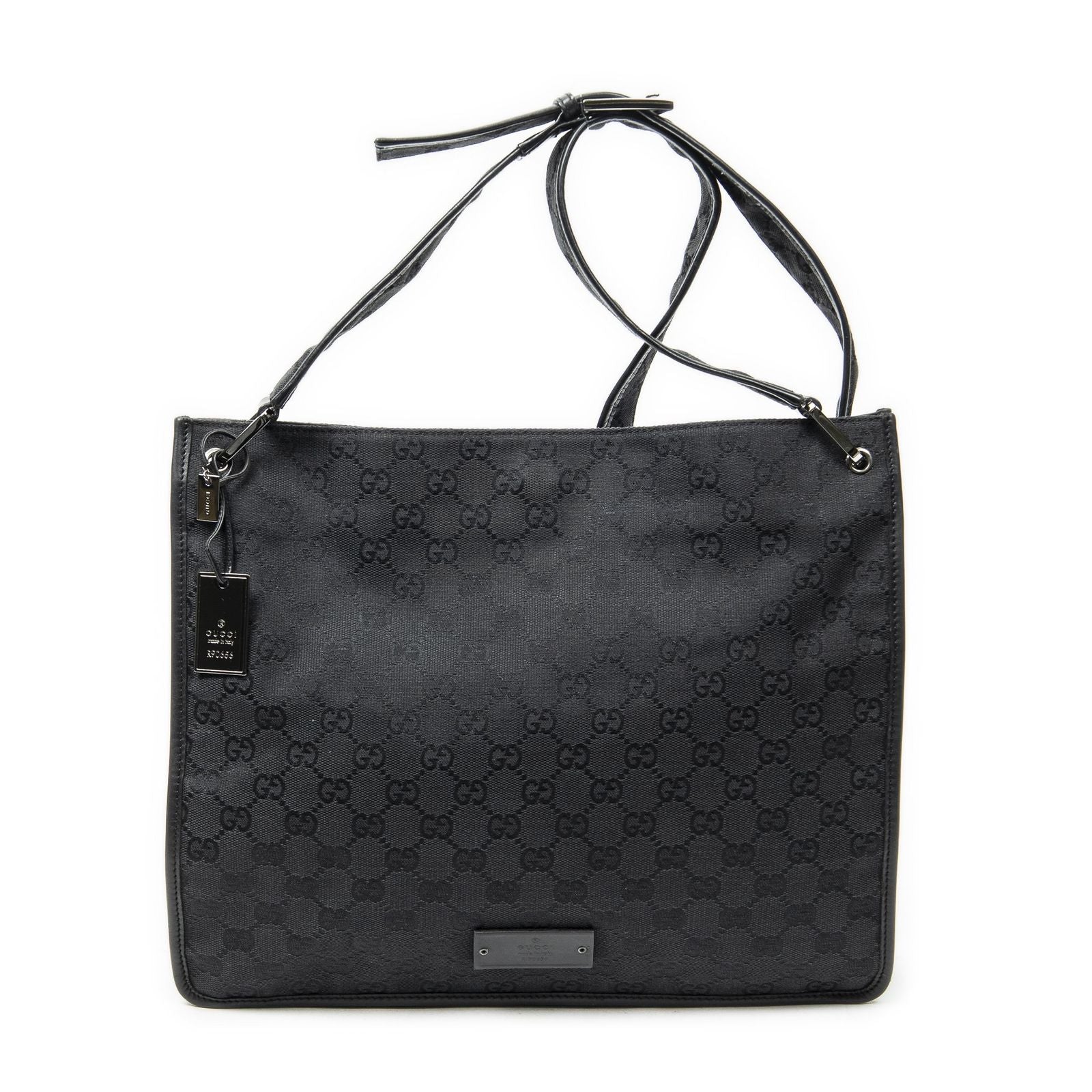 Gucci Medium Flat Messenger Black GG Canvas
