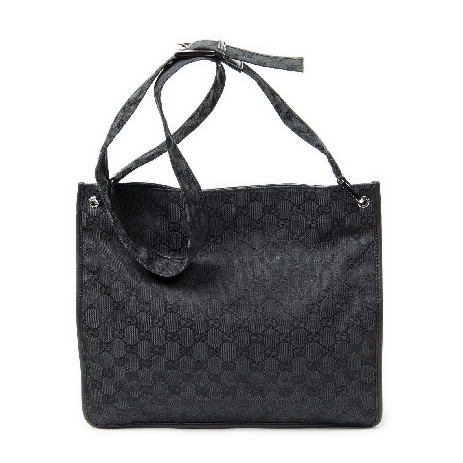 Gucci Medium Flat Messenger Black GG Canvas — view 5